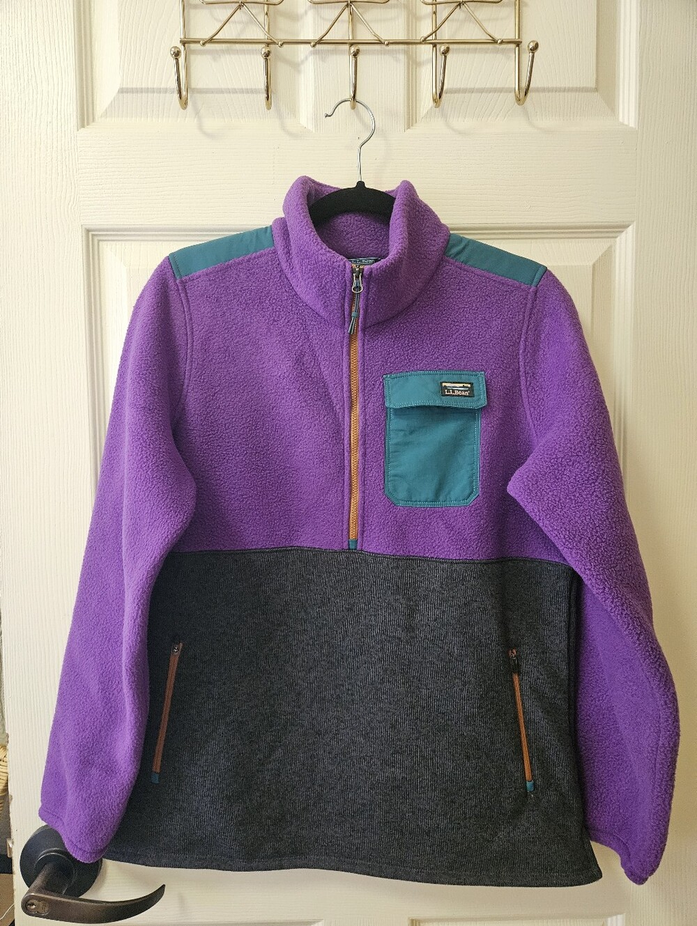 L.L. Bean Women's Purple & Teal Fleece Pullover Jacket
